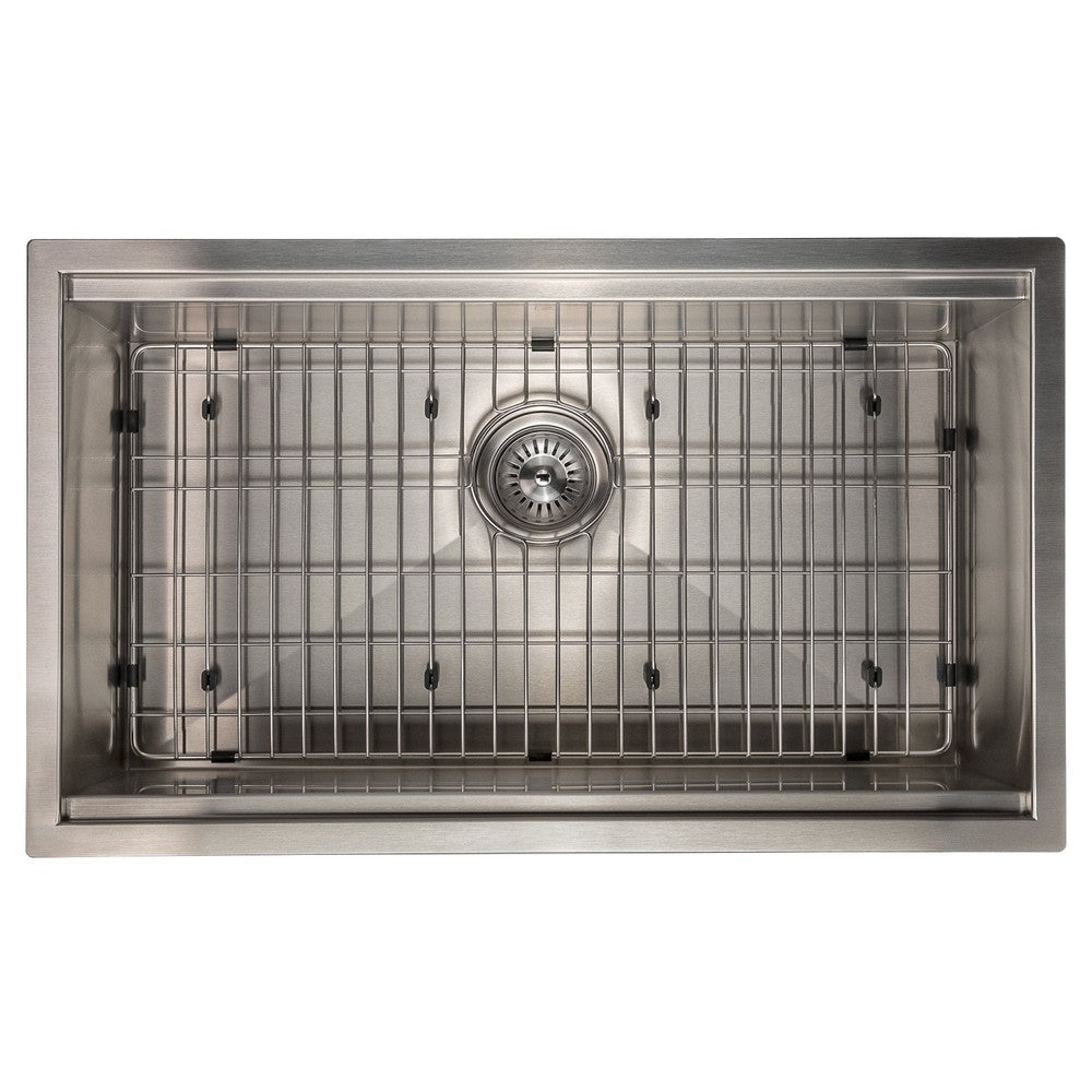 ZLINE 30 in. Garmisch Undermount Single Bowl Satin Stainless Steel Kitchen Sink with Bottom Grid and Accessories (SLS-30S)