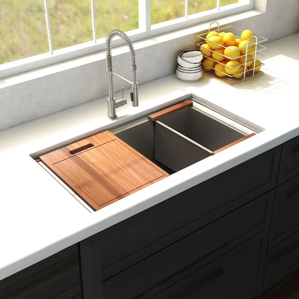 ZLINE 30 in. Garmisch Undermount Single Bowl Satin Stainless Steel Kitchen Sink with Bottom Grid and Accessories (SLS-30S)