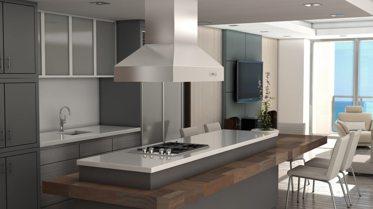 ZLINE 42 Inch Ducted Island Mount Range Hood in Stainless Steel (697i)