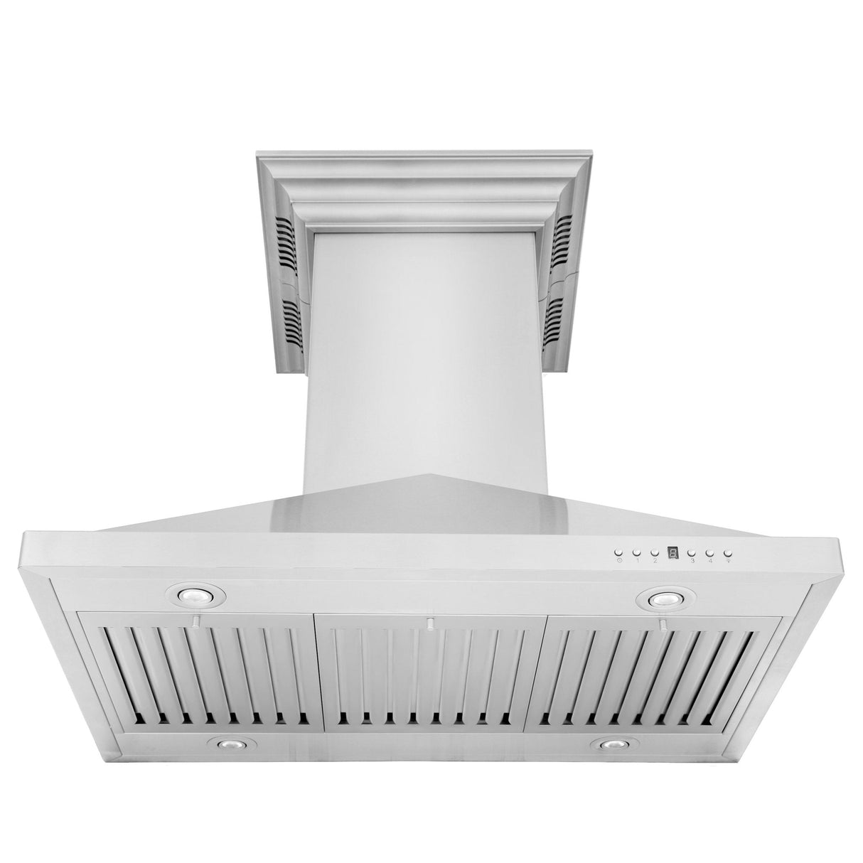 36 in. ZLINE CrownSound™Ducted Vent Island Mount Range Hood in Stainless Steel with Built-in Bluetooth Speakers (GL1iCRN-BT-36)