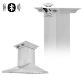 30 in. ZLINE CrownSound™Ducted Vent Island Mount Range Hood in Stainless Steel with Built-in Bluetooth Speakers (GL1iCRN-BT-30)