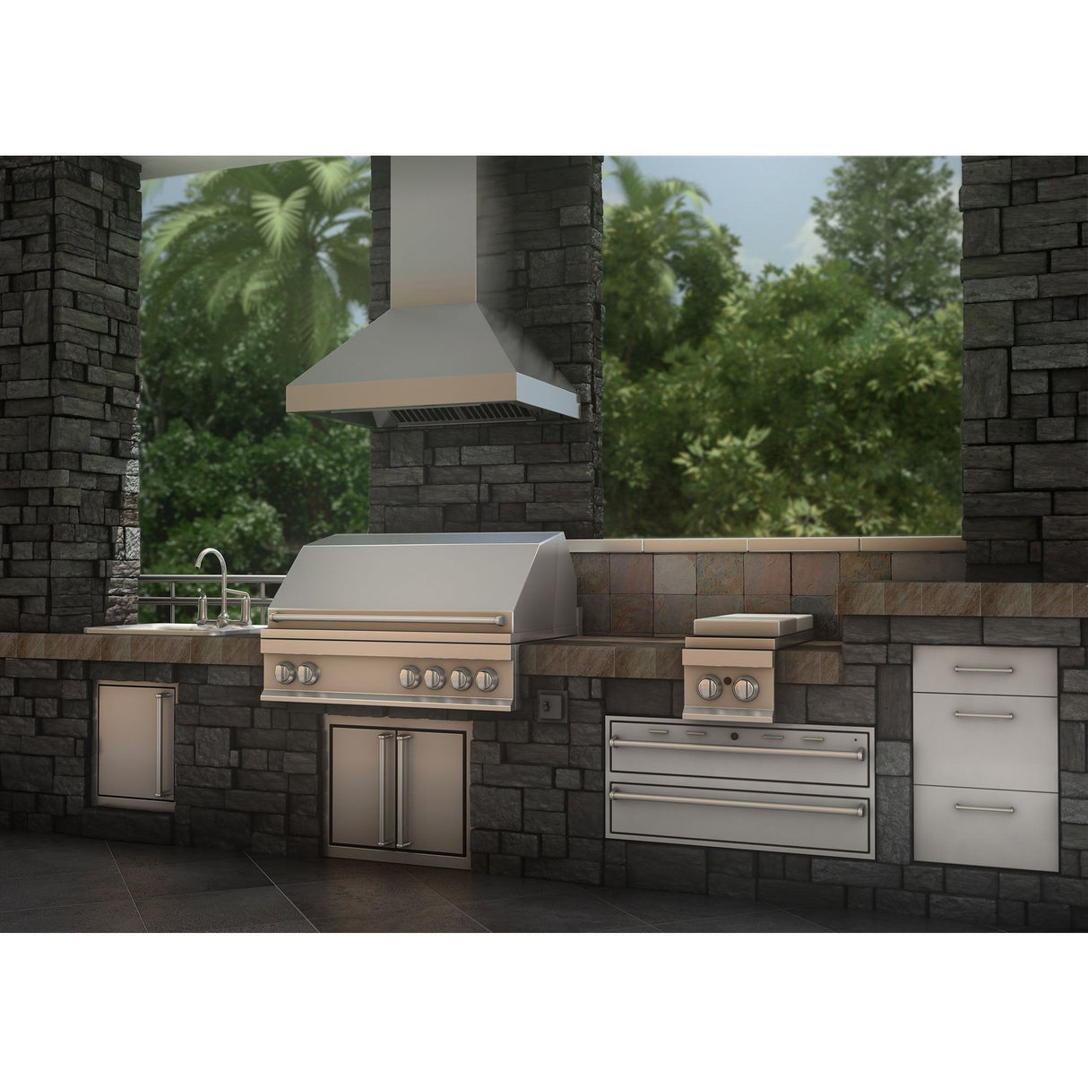 ZLINE 42 in. Convertible Vent Outdoor Wall Mount Range Hood in Stainless Steel (597-304-42)