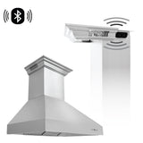 48" ZLINE CrownSound™Ducted Vent Wall Mount Range Hood in Stainless Steel with Built-in Bluetooth Speakers (667CRN-BT-48)