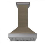 ZLINE 30 in. Convertible Vent Shiplap Wooden Wall Range Hood with Stainless Steel Accent - Includes Motor (365YY-30)