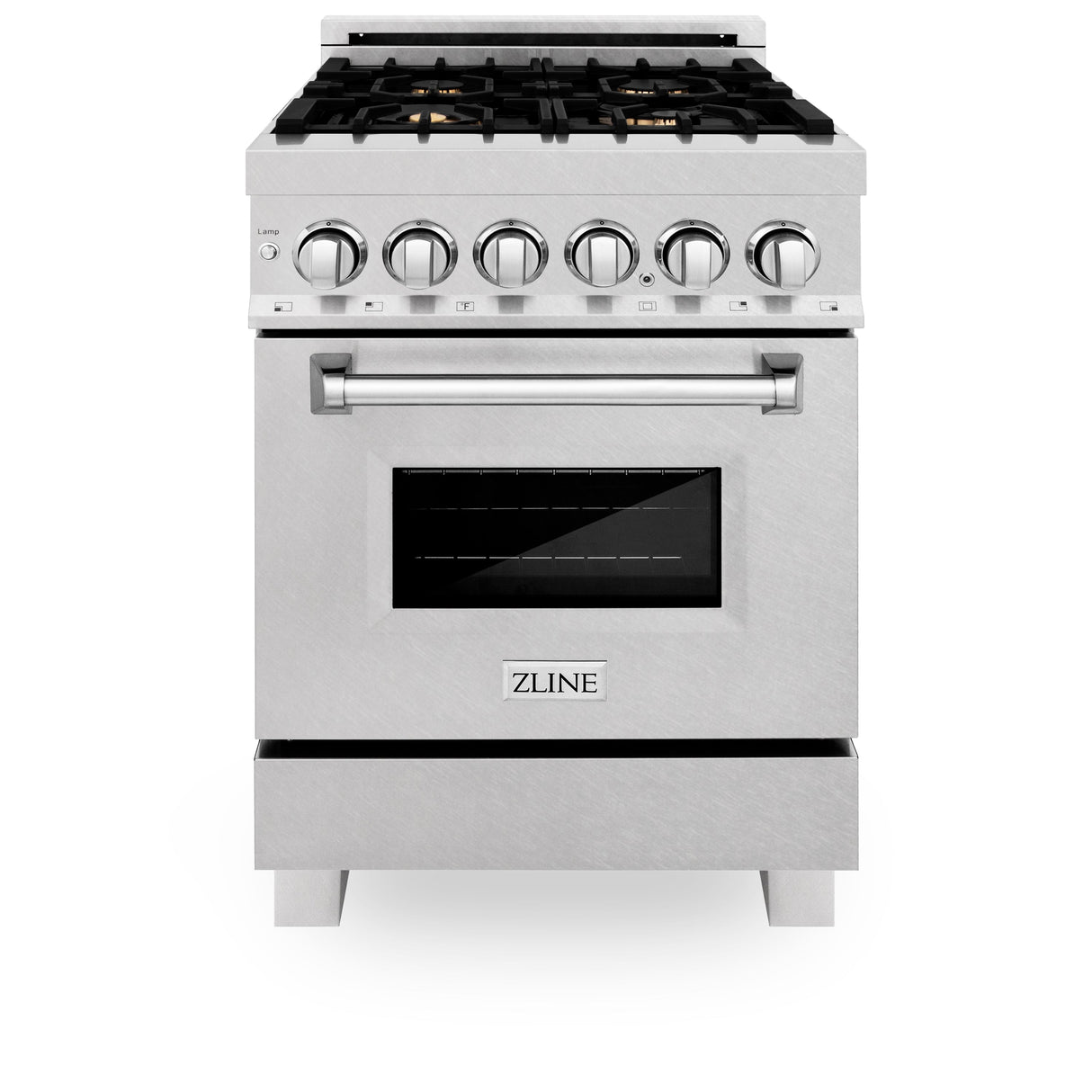 ZLINE 24 in. 2.8 cu. ft. Legacy Dual Fuel Range with Gas Cooktop and Electric Convection Oven in Satin Stainless Steel with 4 Brass Burners (RAS-SN-BR-24)
