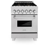 ZLINE 24 in. 2.8 cu. ft. Legacy Dual Fuel Range with Gas Cooktop and Electric Convection Oven in Satin Stainless Steel with 4 Brass Burners (RAS-SN-BR-24)