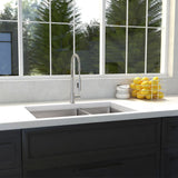 ZLINE 33 in. Chamonix Undermount Double Bowl Stainless Steel Kitchen Sink with Bottom Grid (SR60D-33)