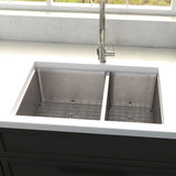ZLINE 33 in. Chamonix Undermount Double Bowl Stainless Steel Kitchen Sink with Bottom Grid (SR60D-33)