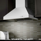 ZLINE 36" Professional Ducted Wall Mount Range Hood in Stainless Steel with Crown Molding (667CRN-36)