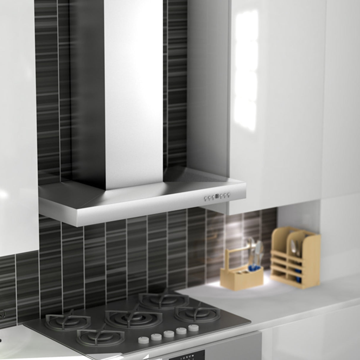 ZLINE 36" Convertible Vent Wall Mount Range Hood in Stainless Steel with Crown Molding (KECRN-36)