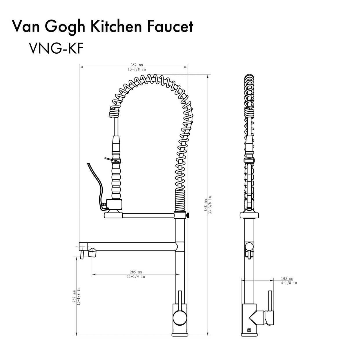 ZLINE Van Gogh Kitchen Faucet in Brushed Nickel (VNG-KF-BN)