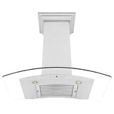 ZLINE 48 in. Convertible Vent Wall Mount Range Hood in Satin Stainless Steel and Glass (8KN4S-48)