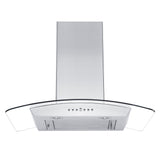 ZLINE 30" Convertible Vent Wall Mount Range Hood in Stainless Steel & Glass with Crown Molding (KZCRN-30)