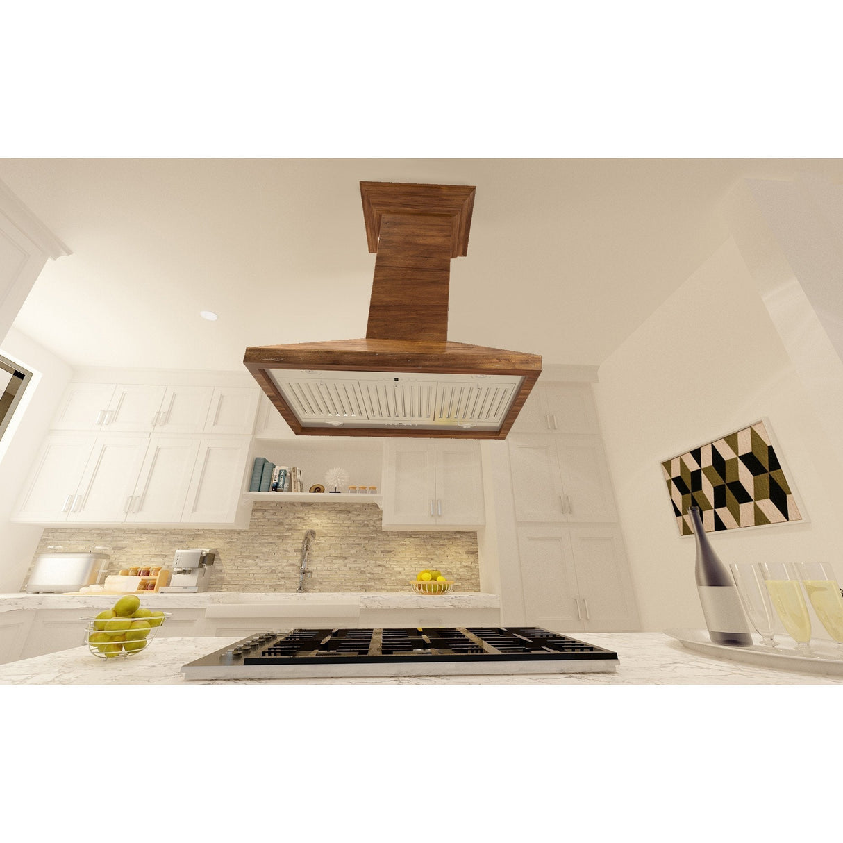 ZLINE 30 in. Convertible Vent Wooden Island Mount Range Hood in Walnut (KBiRR-30)