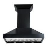ZLINE 36 Inch Ducted Wooden Wall Mount Range Hood in Black with Remote Motor (KBCC-RD)