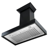 ZLINE 36 Inch Ducted Wooden Wall Mount Range Hood in Black with Remote Motor (KBCC-RD)