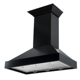 ZLINE 36 Inch Ducted Wooden Wall Mount Range Hood in Black with Remote Motor (KBCC-RD)