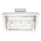 ZLINE 36 in. Ducted Wooden Wall Mount Range Hood with Single Remote Blower in Cottage White (321TT-RS-30-400)