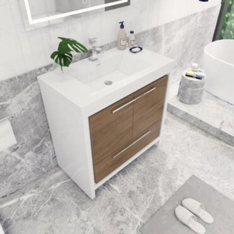 Divine Freestanding Bathroom Vanity With Acrylic Sink, Soft Closing Doors & Drawers - BUILDMYPLACE