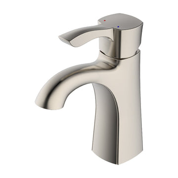 Single-Handle Single Hole Deck Mount Bathroom Sink Faucet with Pop-up Drain in Brushed Nickel