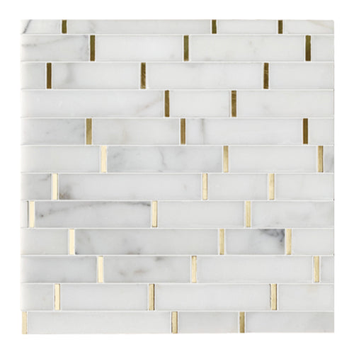 Random Length Calacutta White with Gold Accents 11