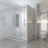 Ivanees Single Sliding Frameless Shower Door 8mm Clear Tempered Glass - Barn Door Style