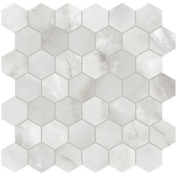 2 In Hexagon La Marca Onyx Honed Glazed Porcelain Mosaic