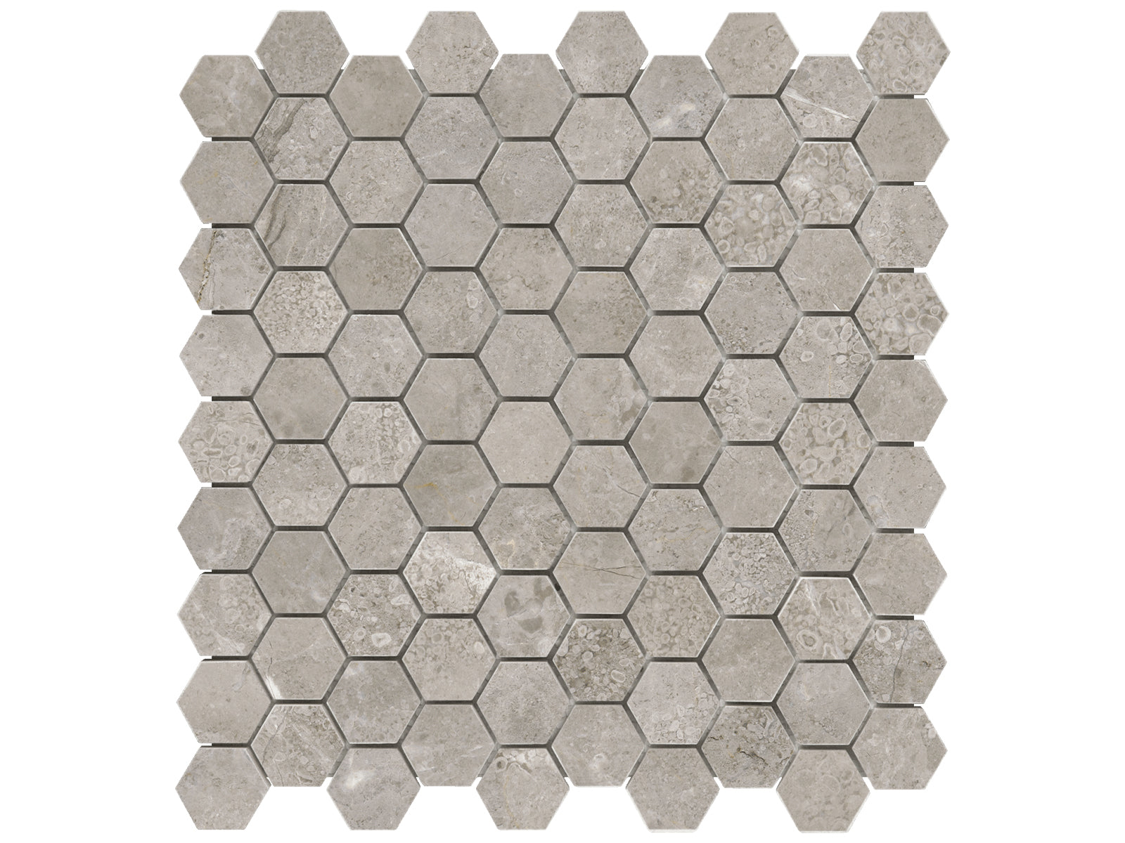 1.25 In Hexagon Ritz Gray Honed Marble Mosaic