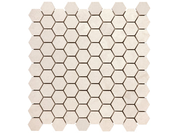 1.25 In Hexagon Serene Ivory Honed Limestone Mosaic
