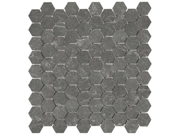 1.25 In Hexagon Stark Carbon Polished Marble Mosaic