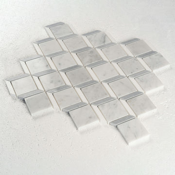 12 X 12 in. Carrara Thassos White Polished Cube Marble Mosaic Tile
