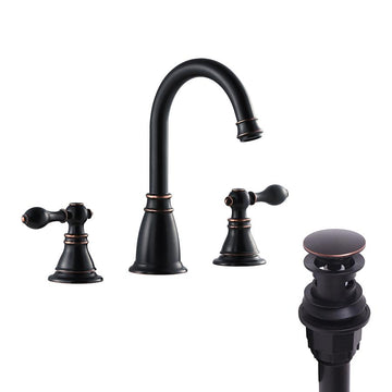 8 in. Widespread 3-Hole Two-handle Handle Deck Mount Bathroom Sink Faucet in Oil Rubbed Bronze