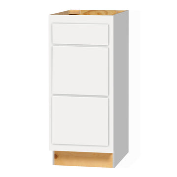 3 Drawer Cabinet - Dwhite Shaker - 15 Inch W x 34.5 Inch H x 24 Inch D