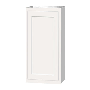 30 inch Wall Cabinets - Single Door - Dwhite Shaker - 15 Inch W x 30 Inch H x 12 Inch D