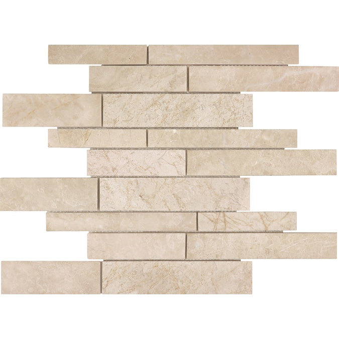 Random Strip Allure Crema Honed Marble Mosaic