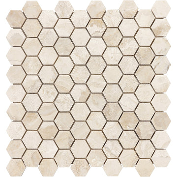 1.25 In Hexagon Impero Reale Honed Marble Mosaic