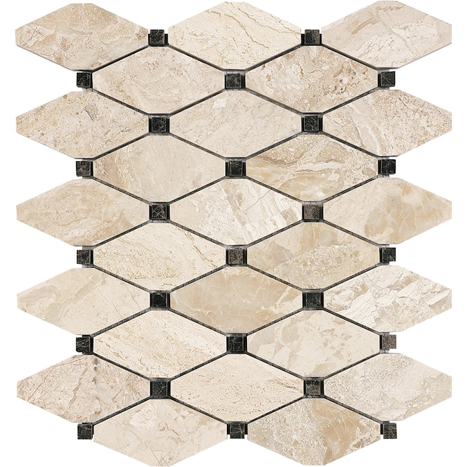Clipped Diamond Impero Reale Honed Marble Mosaic