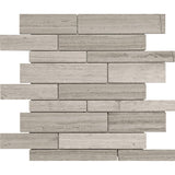 Random Strip Strada Mist Honed Limestone Mosaic