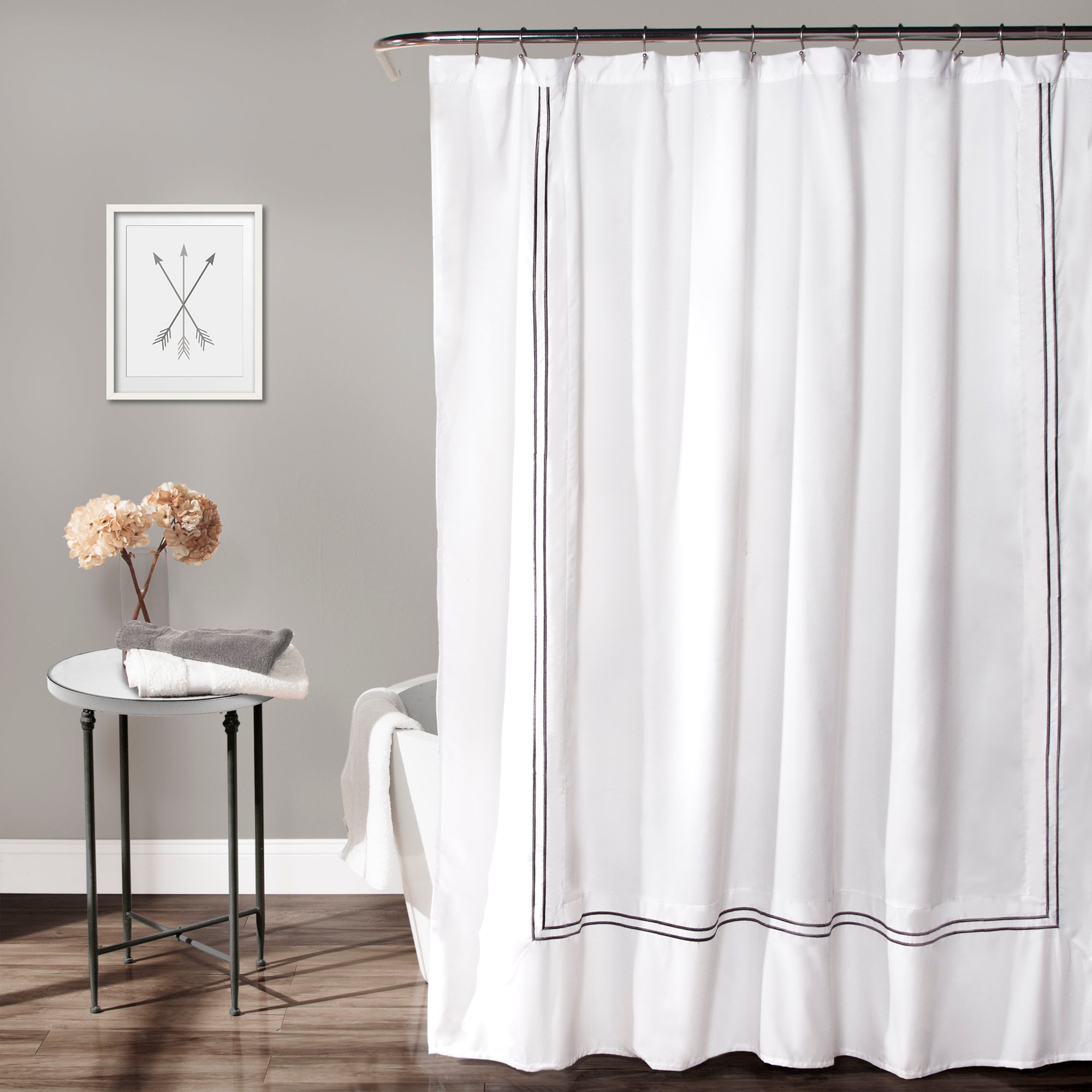 Hotel Collection Shower Curtain White/Gray