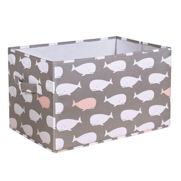 Whale Fabric Covered Collapsible Box Pink 3Pc Set 15x13x13