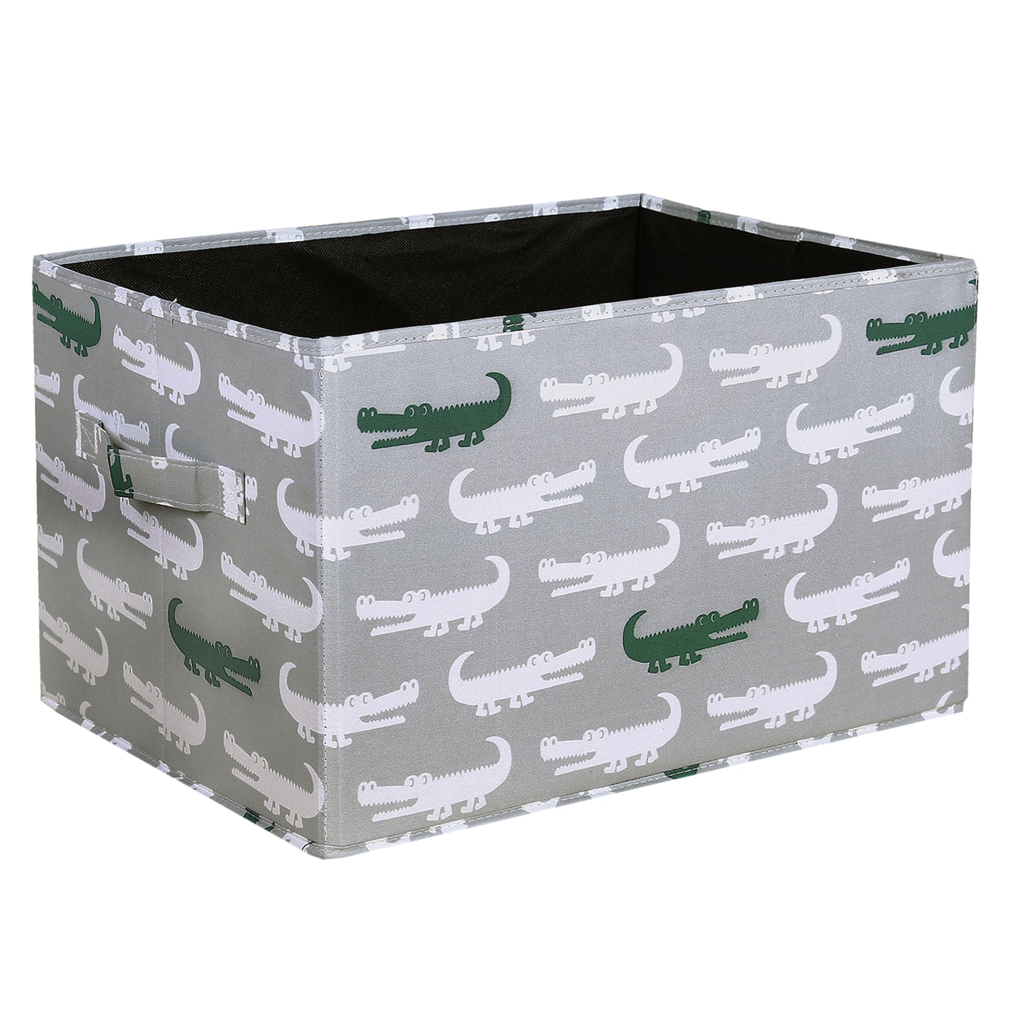 Alligator Fabric Covered Collapsible Box Gray & Green 3Pc Set