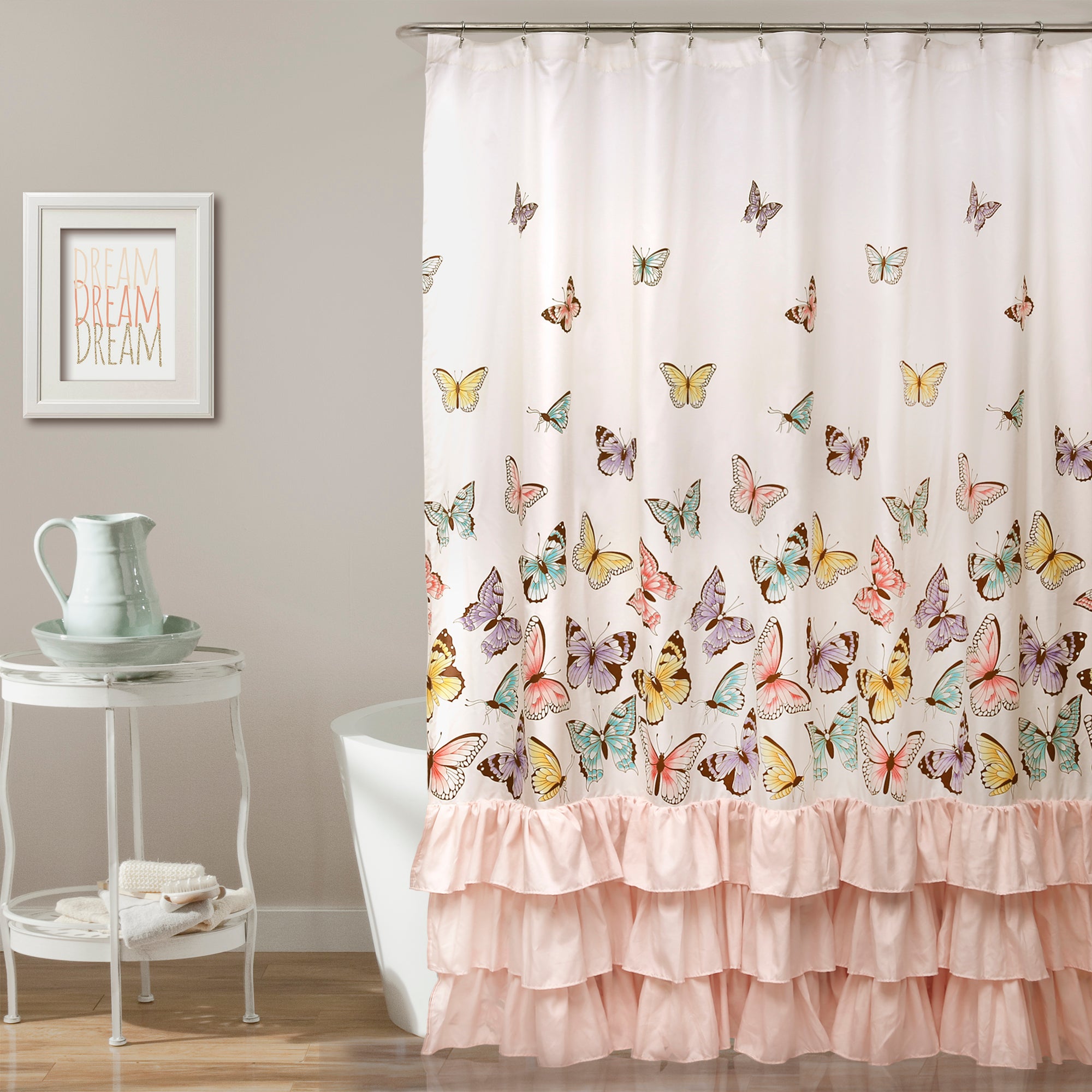 Flutter Butterfly Shower Curtain Pink
