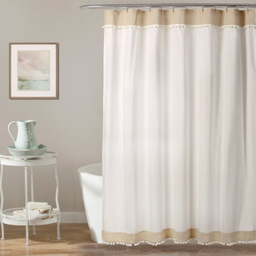 Adelyn Pom Pom Shower Curtain Neutral