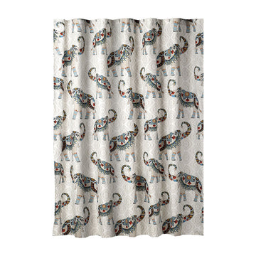 Hati Elephants Shower Curtain Navy/Turquoise 72x72