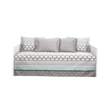 Elephant Stripe Turquoise/Pink 6Pc Daybed Cover Set
