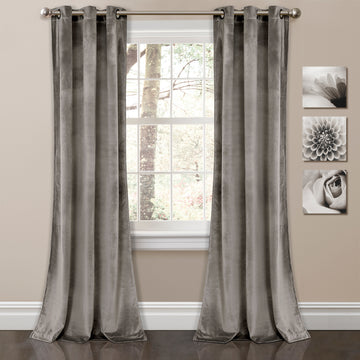 Prima Velvet Solid Room Darkening Window Curtain Set