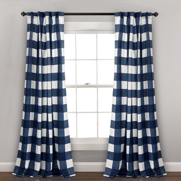 Kelly Checker Room Darkening Window Curtain Panels