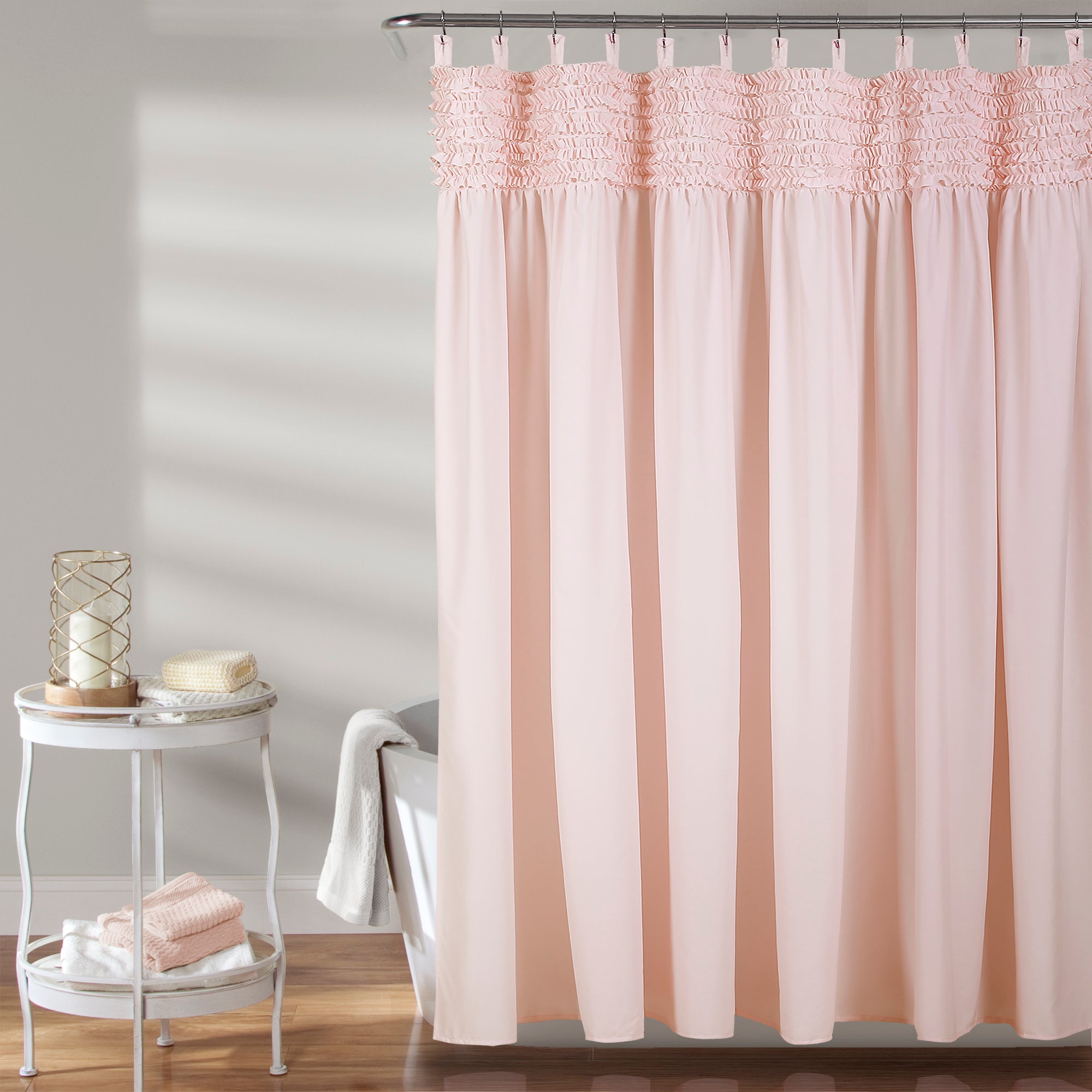 Lydia Ruffle Shower Curtain Blush