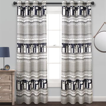 Llama Stripe Room Darkening Window Curtain Panels