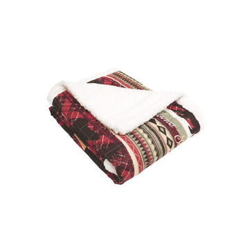 Holiday Lodge Sherpa Throw Red/Brown